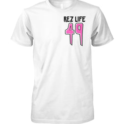 Rez Life 49 - Left Chest T-Shirt (Pink)