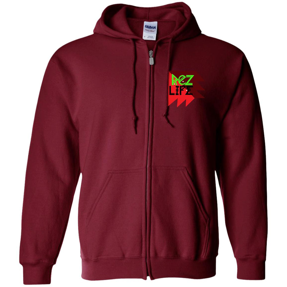 Rez Life - (Maroon) -Zip Up Hooded Sweatshirt