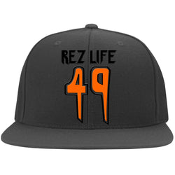 Rez Life 49 - (Orange) Flat Bill Twill Flexfit Cap
