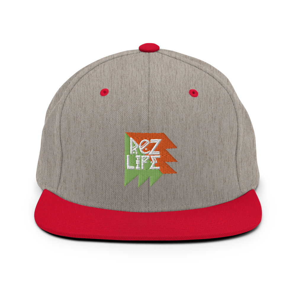 Rez Life - Orange Embroidered Snapback Hat