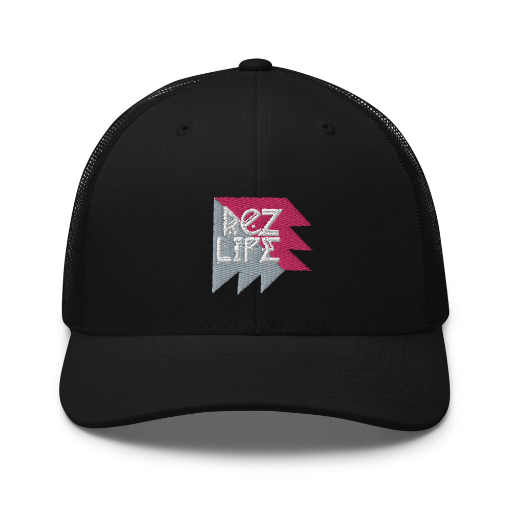 Rez Life - Pink Embroidered Trucker Cap